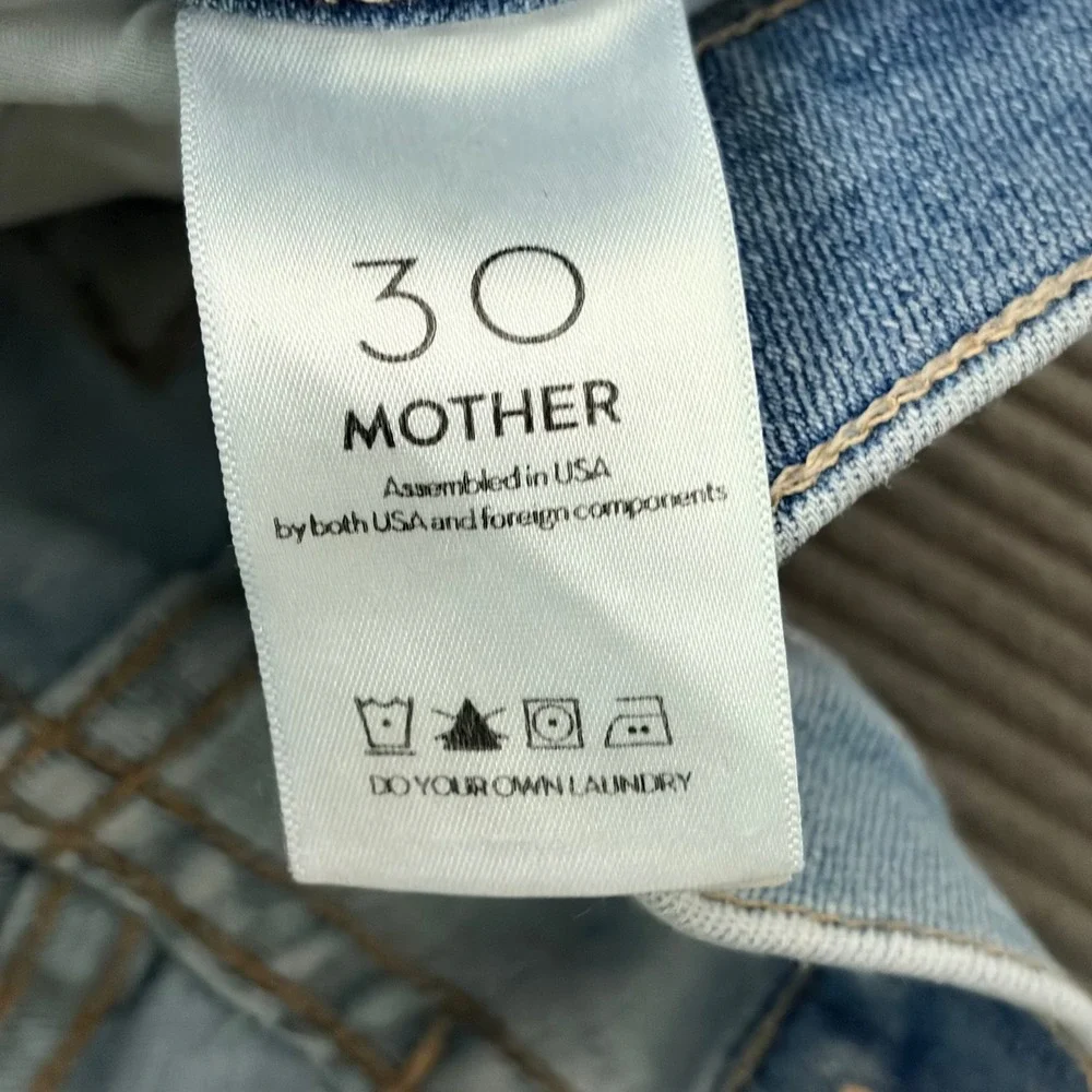 MOTHER The Insider Crop Step Fray Jeans Women 30 Light Kitty Rager Side Stripe